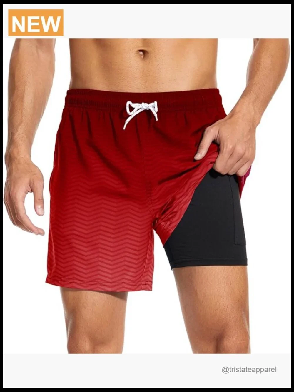 Mens Swim Trunks with Compression Liner 5.5 Inseam Quick Dry Board Shorts